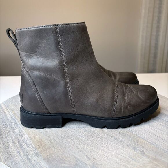 Sorel Women's Emelie III Zip Chelsea Gray Leather Waterproof Boots US‎ Size 7 - Picture 2 of 10